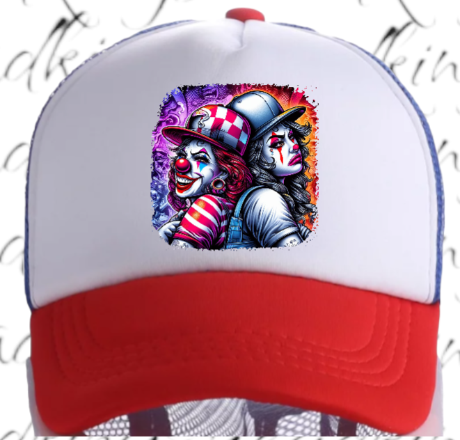 Funny Hat Laugh Now Cry Later Adjustable Snapback Trucker Hat Colorful Clown Hat