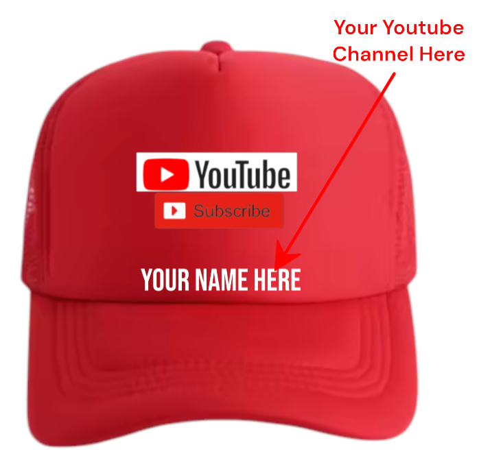 YouTube Custom Hat Subscribe Channel Social Media Followers Business Fans Gift