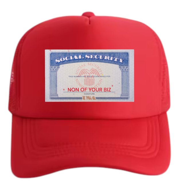 Social Security Hat Adjustable Snapback Trucker Hat Non Of Your Biz Funny Hat