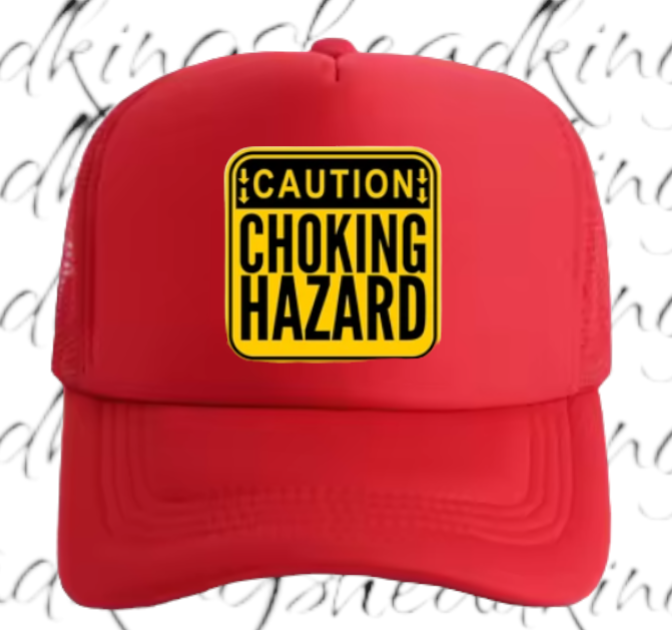 Caution Chocking Hazard Hat Adjustable Trucker Hat Playful Safety Funny Hat