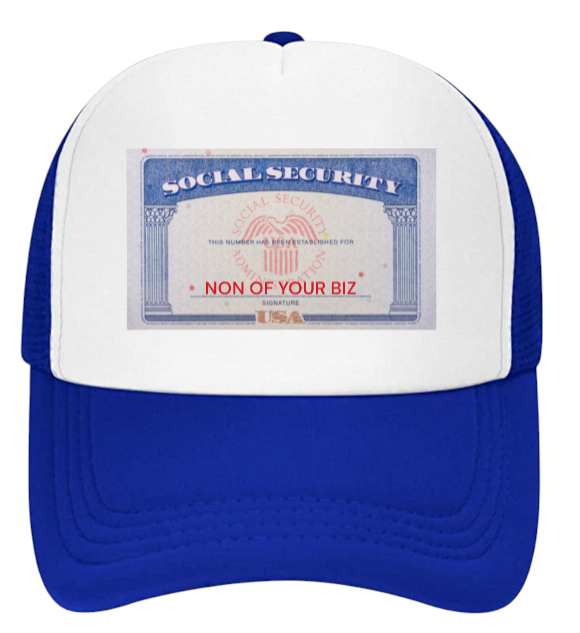 Social Security Hat Adjustable Snapback Trucker Hat Non Of Your Biz Funny Hat