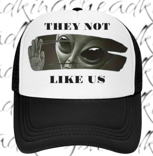 Alien Hat Adjustable Snapback Trucker Hat Alien Hat They Not Like Us Scary Alien