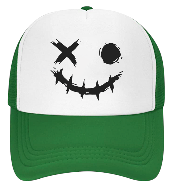 Discontinued X Hat Adjustable Snapback Trucker Hat Wink Smiley Face Skeleton Hat