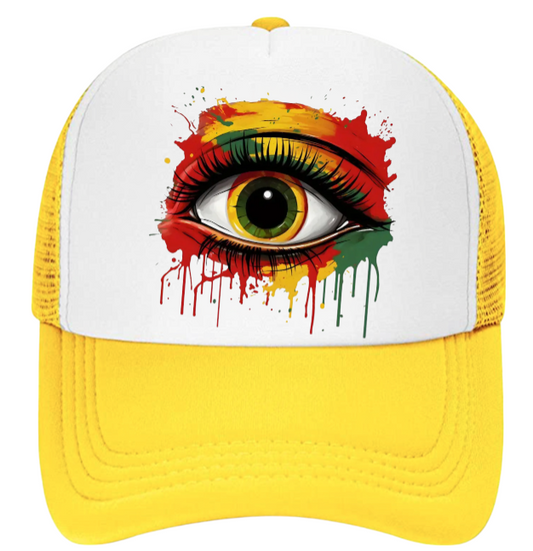 Third Eye Hat Adjustable Trucker Hat  Colorful Big Eye Multicolor Beautiful Eye
