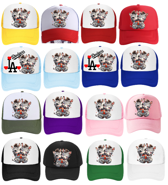 Dodgers Baseball Hat Adjustable Snapback Trucker Hat Anime Zebra Hat Love Hearts