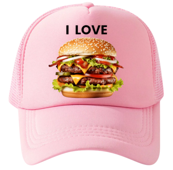 I love Burgers Hat Adjustable Snapback Trucker Hat Burgers Hat Coca-Cola Burger 