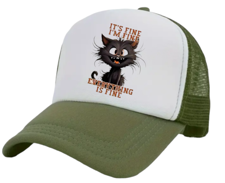 Funny Hat Cat Hat It's Fine I'm Fine Everything Is Fine Surprised Sarcastic Hat
