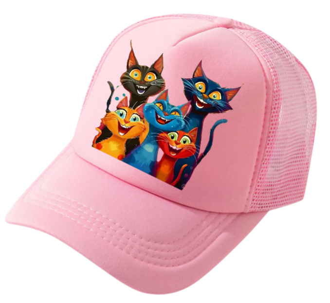 Cat Hat Adjustable Snapback Trucker Hat Smiling Cute Cat Family Cat Lovers Hat
