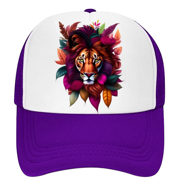 Lion Hat Animal Love Trucker Hat Adjustable Snapback Floral Lion Hat