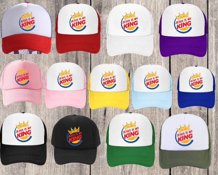 Jesus Is King Hat Adjustable Snapback Trucker Hat Religious Prayers Faith Bless