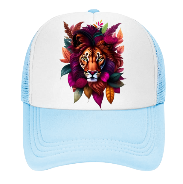 Lion Hat Animal Love Trucker Hat Adjustable Snapback Floral Lion Hat