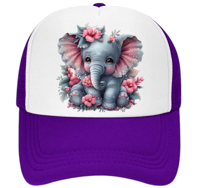 Anime Elephant Adjustable Snapback Trucker Hat Cute Elephant Colorful Funny Hat