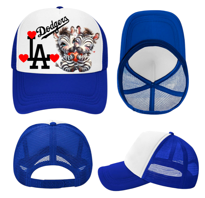 Dodgers Baseball Hat Adjustable Snapback Trucker Hat Anime Zebra Hat Love Hearts