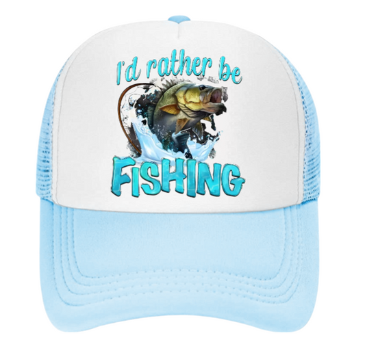 I'd Rather Be Fishing Hat Adjustable Snapback Trucker Hat Funny Fishing Hat