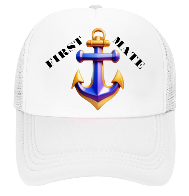 Captain Hat First Mate Hate Adjustable Snapback Trucker Hat Colorful Sea Anchor