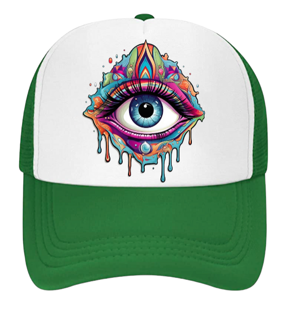 Third Eye Hat Adjustable Snapback Trucker Hat Dimensional Multicolored Third Eye