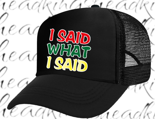 I Said What I Said Adjustable Snapback Trucker Hat Outdoors Hat Funny Hat