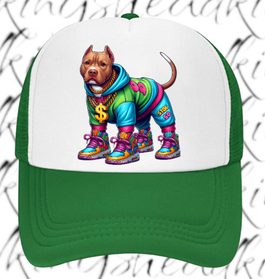 Dog Hat Adjustable Snapback Trucker Hat Gangster Dog Sneakers Dog Bulldog