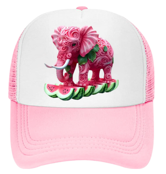 Watermelon Elephant Adjustable Snapback Trucker Hat Summer Hat Watermelons Hat