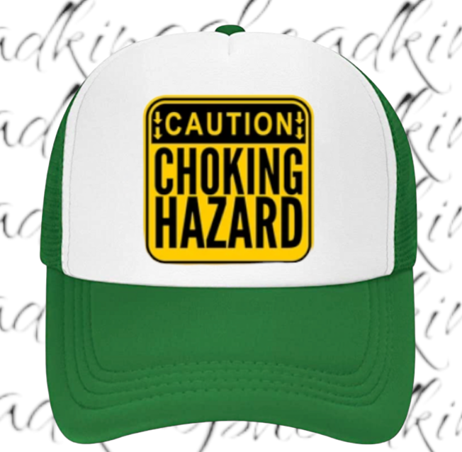 Caution Chocking Hazard Hat Adjustable Trucker Hat Playful Safety Funny Hat