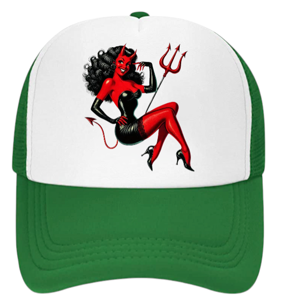 Cute Devil Hat Adjustable Snapback Trucker Hat Beautiful Cute Devil Lady in Red