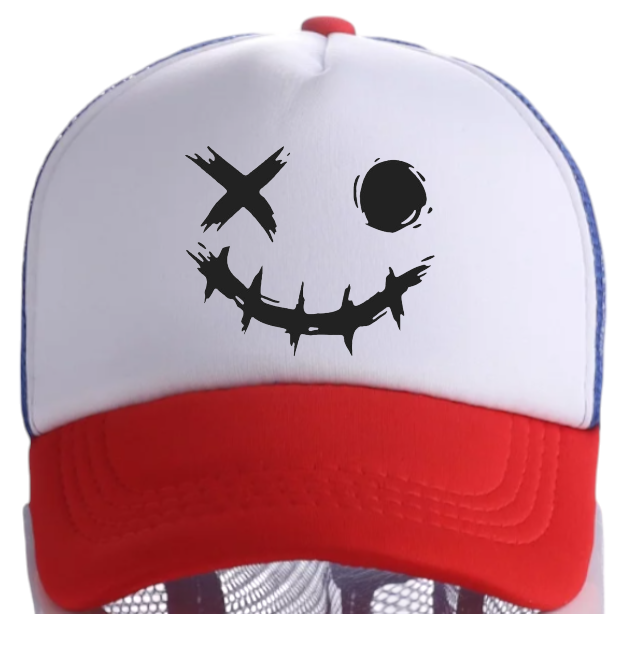 Discontinued X Hat Adjustable Snapback Trucker Hat Wink Smiley Face Skeleton Hat