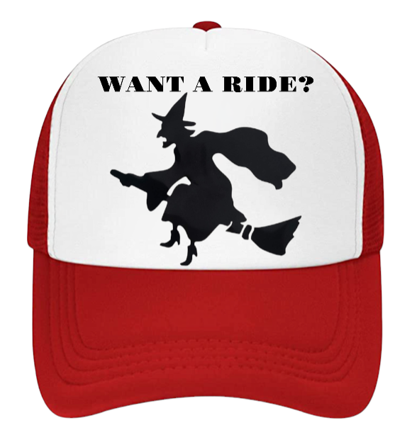 Witch Hat Witch Riding Broom Hat Adjustable Snapback Trucker Hat Halloween Hat
