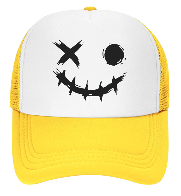 Discontinued X Hat Adjustable Snapback Trucker Hat Wink Smiley Face Skeleton Hat