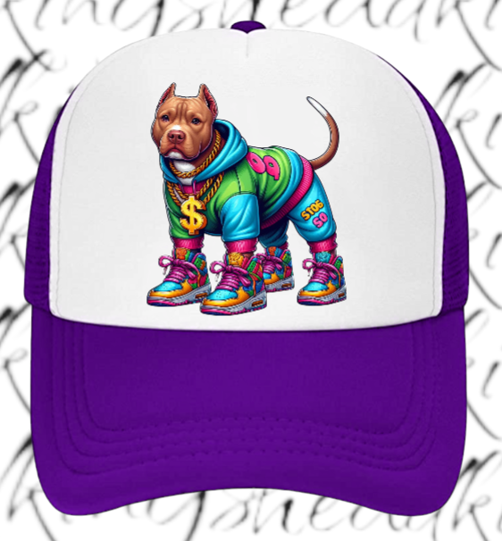Dog Hat Adjustable Snapback Trucker Hat Gangster Dog Sneakers Dog Bulldog