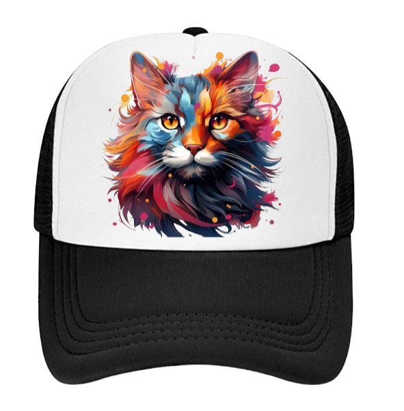 Cat Hat Baseball Hat Trucker Hat Adjustable Snapback Hat Floral Colorful Cat