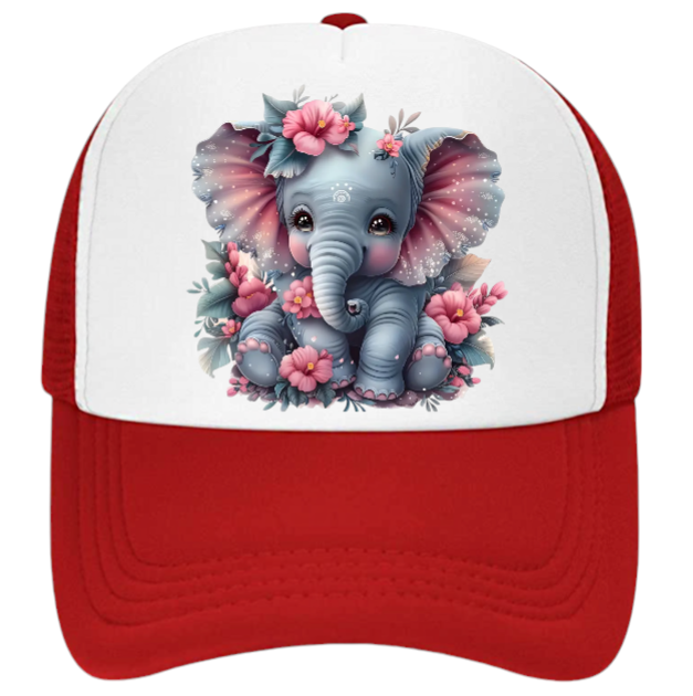 Anime Elephant Adjustable Snapback Trucker Hat Cute Elephant Colorful Funny Hat