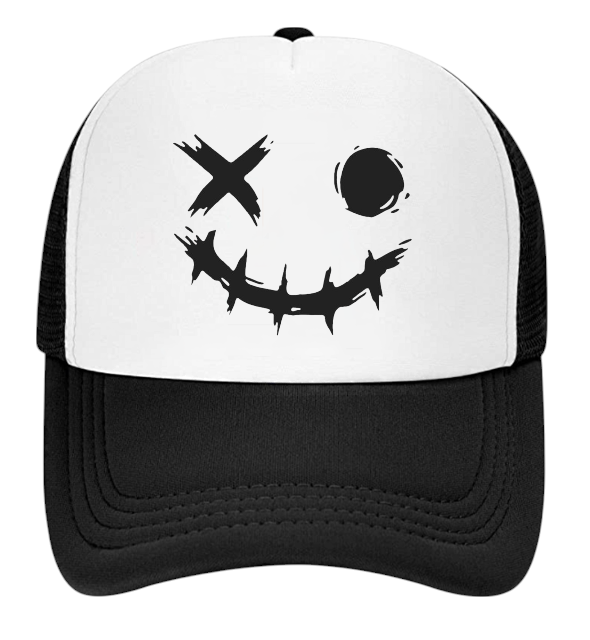 Discontinued X Hat Adjustable Snapback Trucker Hat Wink Smiley Face Skeleton Hat