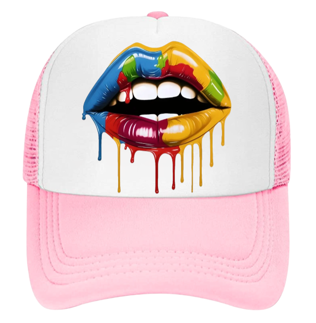 Valentines Hat Trucker Hat Adjustable Snapback Drooling Red Lips Valentines Gift
