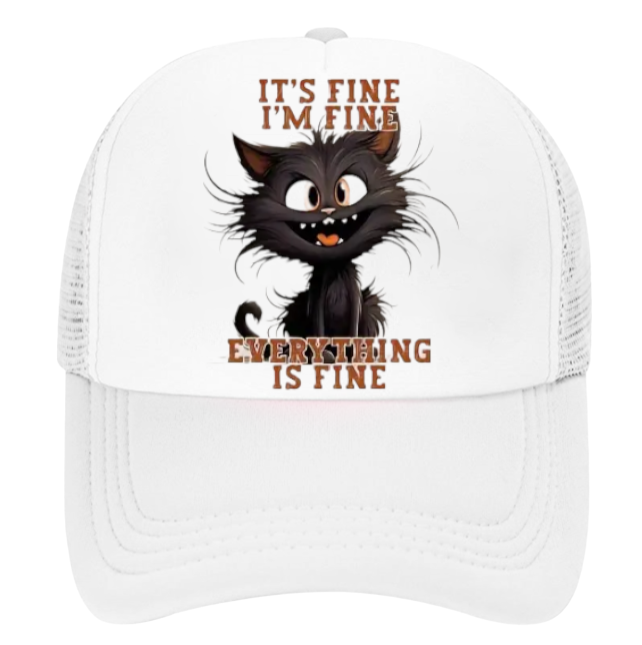Funny Hat Cat Hat It's Fine I'm Fine Everything Is Fine Surprised Sarcastic Hat