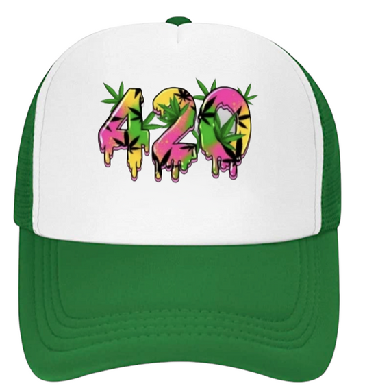 420 Hat Adjustable Snapback Trucker Hat Marijuana Relaxation Outdoors Smoking