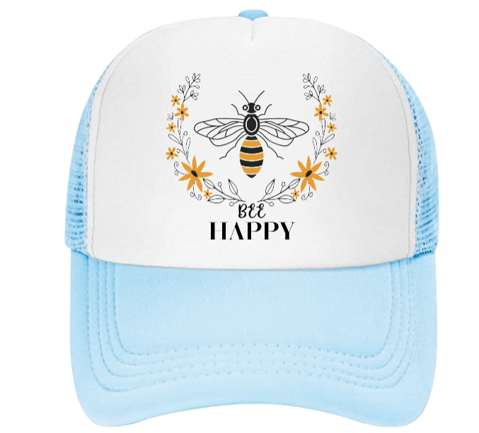 Bee Happy Baseball Hat Trucker Hat Adjustable Snapback BEE Hat