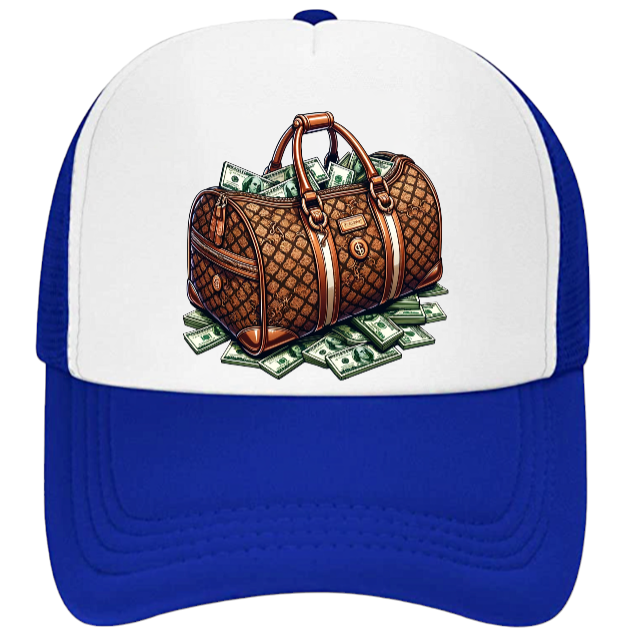 Dollars Hat Adjustable Snapback Trucker Hat Hustle Grind Riches Money Bags Hat