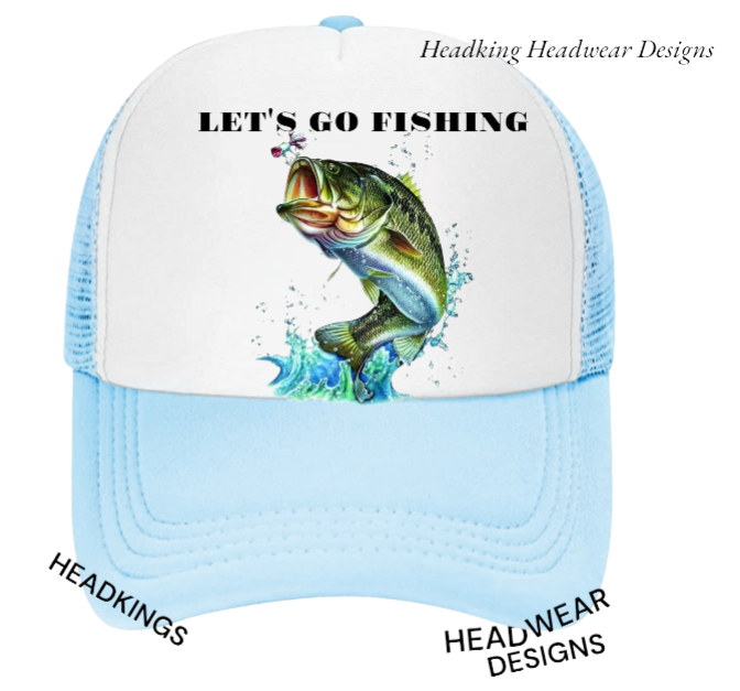 Fishing Hat Adjustable Snapback Trucker Hat Let's Go Fishing Hat Sea Fish Bait
