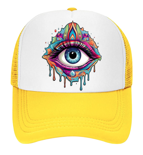 Third Eye Hat Adjustable Snapback Trucker Hat Dimensional Multicolored Third Eye