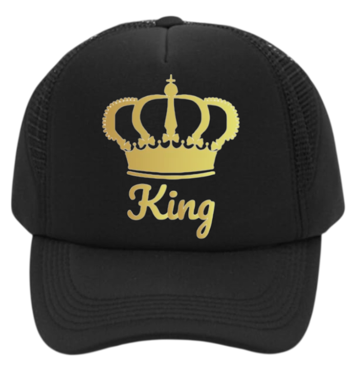 King Hat Queen Hat Adjustable Trucker Hat Couples Hat Crown Wedding Gift Love