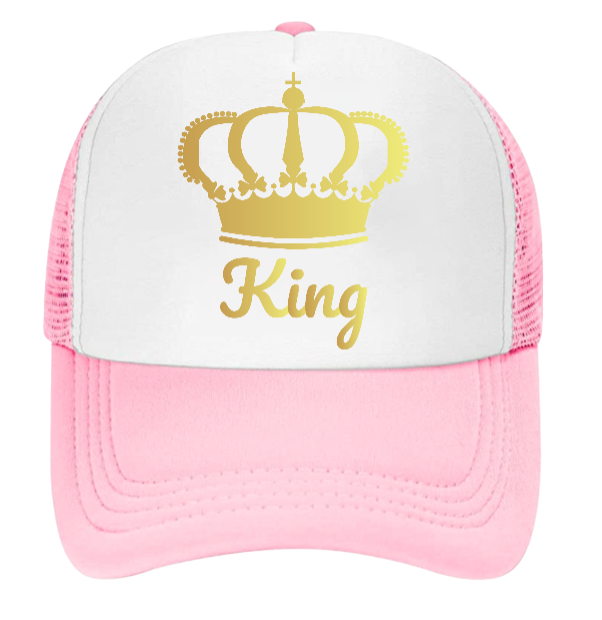 King Hat Queen Hat Adjustable Trucker Hat Couples Hat Crown Wedding Gift Love