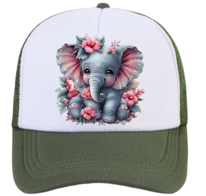 Anime Elephant Adjustable Snapback Trucker Hat Cute Elephant Colorful Funny Hat