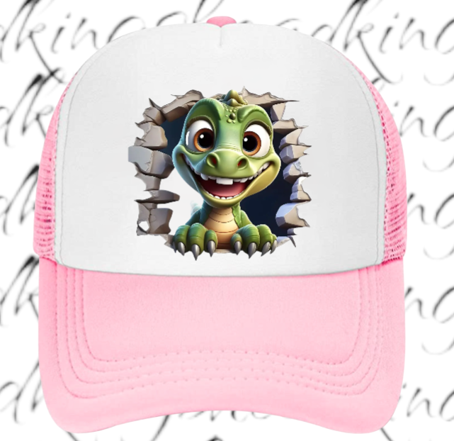 Funny Hat Baby Dinosaur Hat Adjustable Snapback Trucker Hat Cute Baby Dino Anime