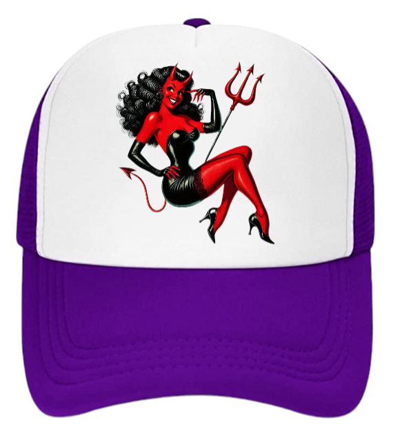 Cute Devil Hat Adjustable Snapback Trucker Hat Beautiful Cute Devil Lady in Red