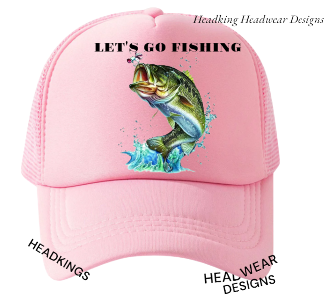 Fishing Hat Adjustable Snapback Trucker Hat Let's Go Fishing Hat Sea Fish Bait