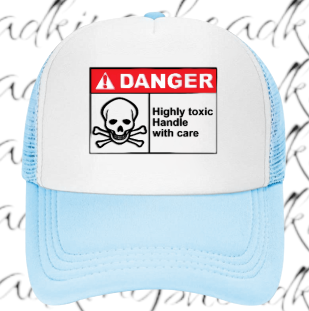 Funny Hat Adjustable Trucker Hat Safety Hat Danger Warning Sign Hat Toxic Love