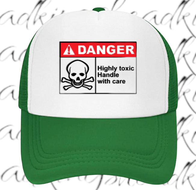 Funny Hat Adjustable Trucker Hat Safety Hat Danger Warning Sign Hat Toxic Love