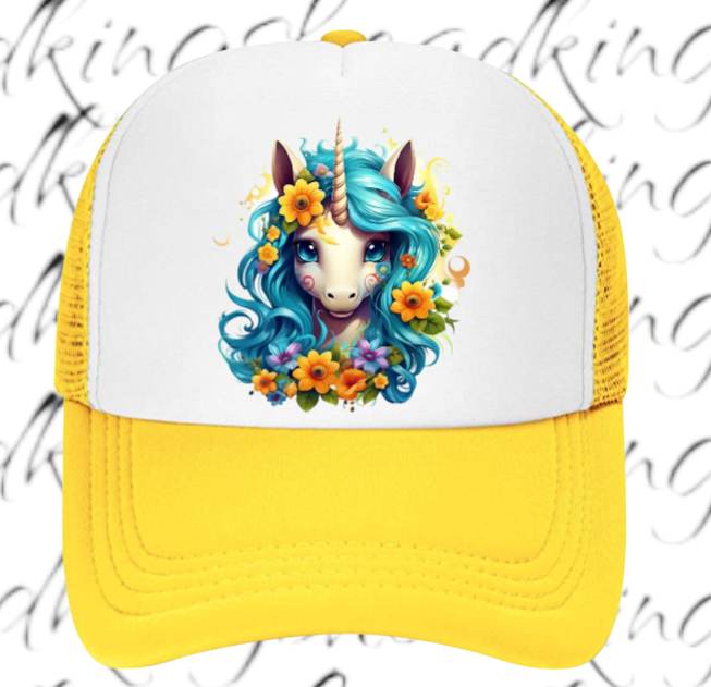 Anime Unicorn Hat Adjustable Snapback Trucker Hat Cute Baby Unicorn Floral Hat