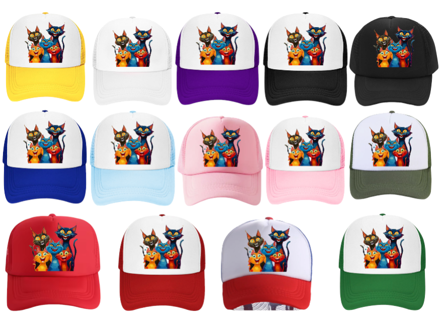 Angel Cat Hat Adjustable Snapback Trucker Hat Cute Black Cat With Wings Floral