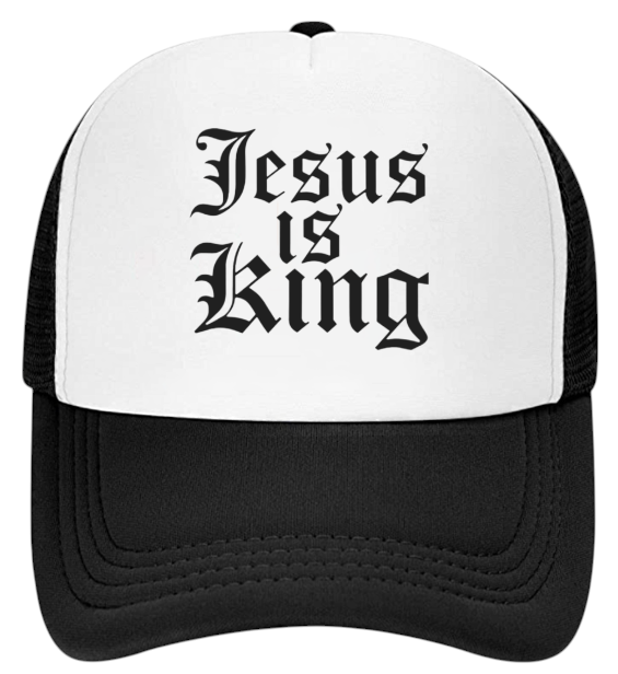Jesus Is King Hat Adjustable Snapback Trucker Hat Religious Prayers Faith Bless